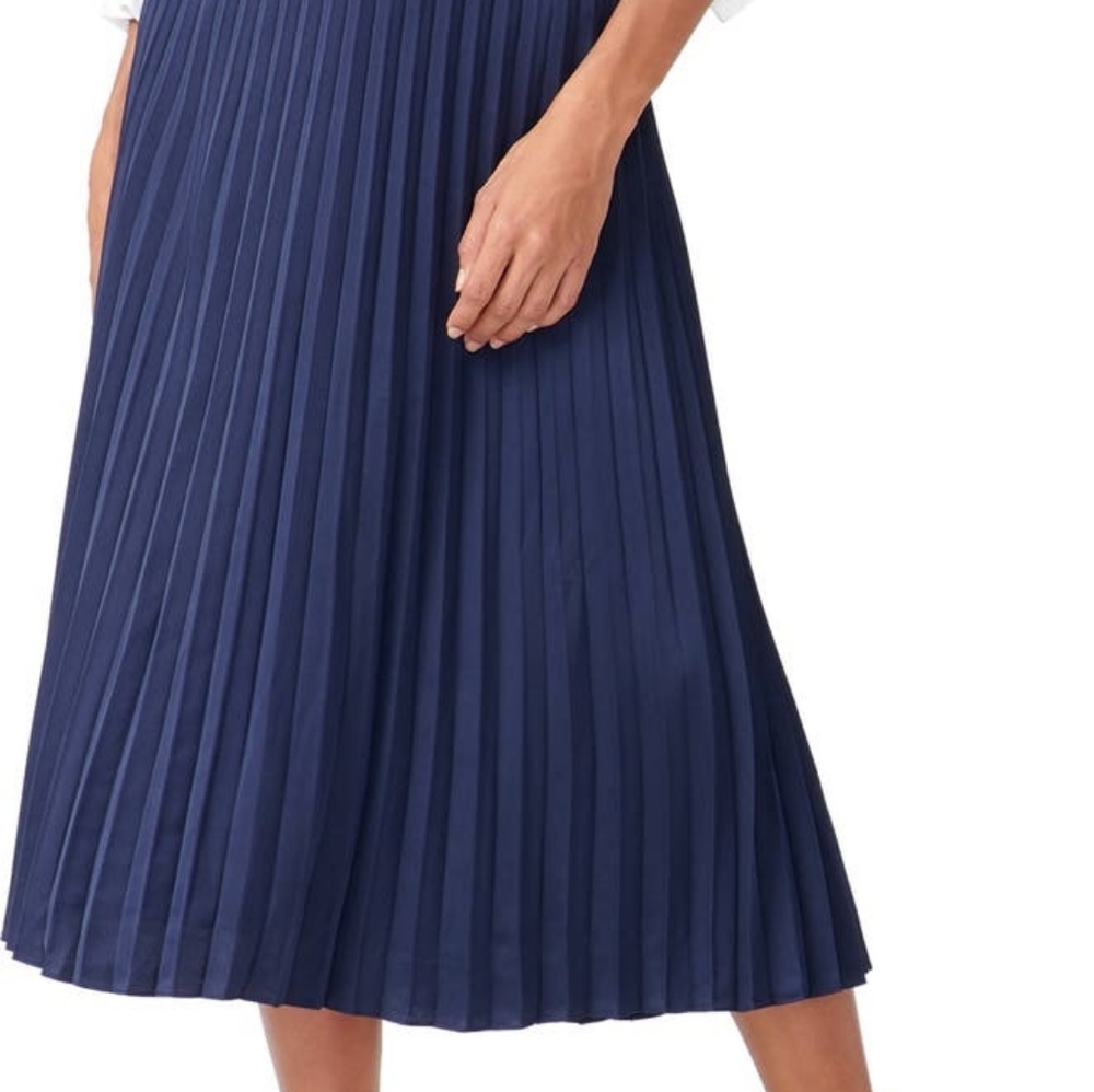 J.Crew navy midi pleated skirt